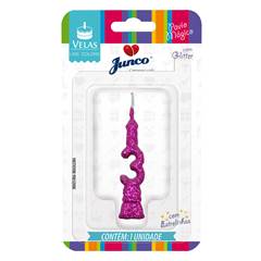 Vela Aniversário Mini Glitter Pink Nº 3 Junco