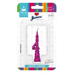 Vela Aniversário Mini Glitter Pink Nº 4 Junco