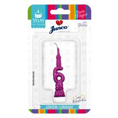 Vela Aniversário Mini Glitter Pink Nº 5 Junco