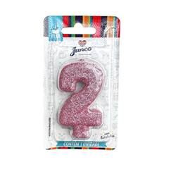 Vela Aniversário Live Colors Com Gliter Rosa Bebê Nº 2 Junco
