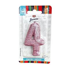 Vela Aniversário Live Colors Com Gliter Rosa Bebê Nº 4 Junco