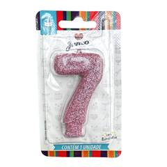 Vela Aniversário Live Colors Com Gliter Rosa Bebê Nº 7 Junco