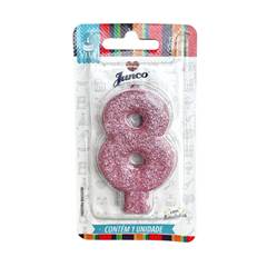 Vela Aniversário Live Colors Com Gliter Rosa Bebê Nº 8 Junco