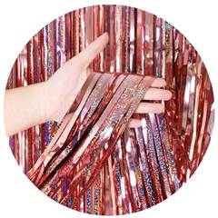 Cortina de Fita Metalizada Holográfica Rose para Festa Junco 1x2m 1 unidade