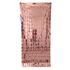 Cortina de Fita Metalizada Quadriculada Rose para Festa Junco 1x2m 1 unidade