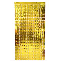 Cortina de Fita Metalizada Quadriculada Dourada para Festa Junco 1x2m 1 unidade