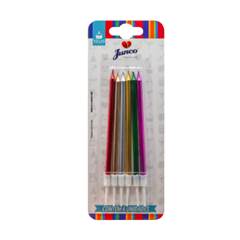 Vela Aniversário Palito Metalizada Colorida Grande Importada Junco