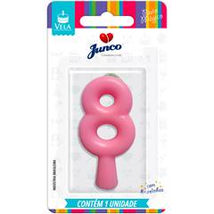 Vela Aniversário Tubular Candy Rosa Nº 8 Junco