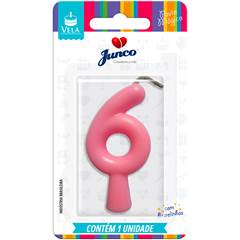 Vela Aniversário Tubular Candy Rosa Nº 6 Junco