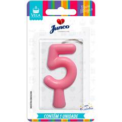 Vela Aniversário Tubular Candy Rosa Nº 5 Junco