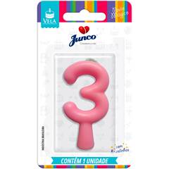 Vela Aniversário Tubular Candy Rosa Nº 3 Junco
