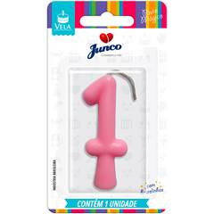 Vela Aniversário Tubular Candy Rosa Nº 1 Junco