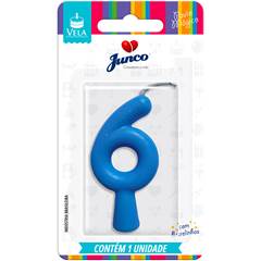 Vela Aniversário Tubular Candy Azul Nº 6 Junco