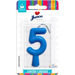 Vela Aniversário Tubular Candy Azul Nº 5 Junco