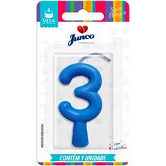 Vela Aniversário Tubular Candy Azul Nº 3 Junco