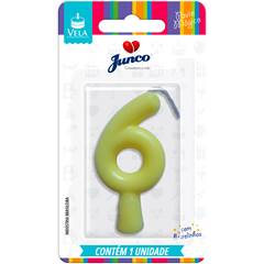 Vela Aniversário Tubular Candy Amarela Nº 6 Junco