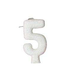 Vela Aniversário Live Colors com Gliter Branca Nº 5 Junco