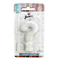 Vela Aniversário Live Colors com Gliter Branca Interrogação Junco