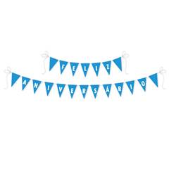 Faixa Feliz Aniversário Live Colors Azul Piscina  Junco 175x13 cm 1 unidade