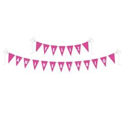 Faixa Feliz Aniversário Live Colors Rosa Chiclete Junco 175x13 cm 1 unidade