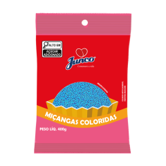 Confeito Miçanga Colorida Azul Junco – 10 Pacotes de 400g