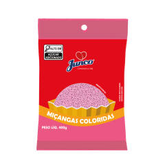 Confeito Miçanga Colorida Rosa Junco – 10 Pacotes de 400g