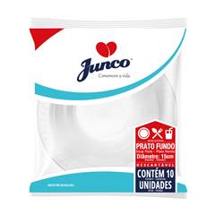 Prato Descartável Plástico Fundo 15cm de Diâmetro Branco Junco – 25 Pacotes de 10 Unidades