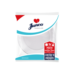 Prato Descartável Plástico 26cm de Diâmetro Branco Junco – 20 Pacotes de 10 Unidades