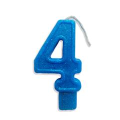 Vela Aniversário Big Número Azul Nº 4 Junco