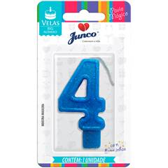 Vela Aniversário Big Número Azul Nº 4 Junco