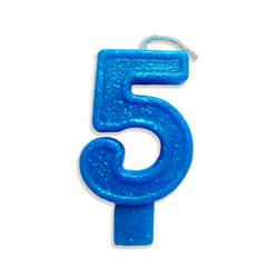 Vela Aniversário Big Número Azul Nº 5 Junco
