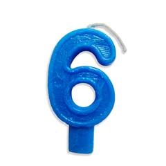 Vela Aniversário Big Número Azul Nº 6 Junco