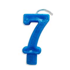 Vela Aniversário Big Número Azul Nº 7 Junco