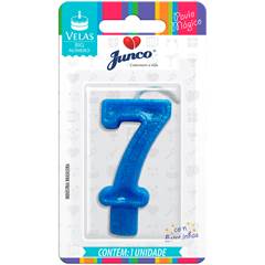 Vela Aniversário Big Número Azul Nº 7 Junco