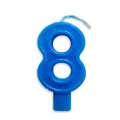 Vela Aniversário Big Número Azul Nº 8 Junco