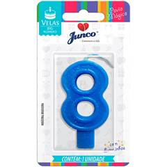 Vela Aniversário Big Número Azul Nº 8 Junco