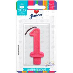 Vela Aniversário Big Número Rosa Nº 1 Junco