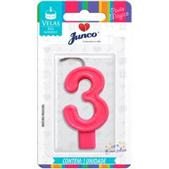 Vela Aniversário Big Número Rosa Nº 3 Junco