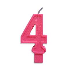 Vela Aniversário Big Número Rosa Nº 4 Junco