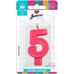 Vela Aniversário Big Número Rosa Nº 5 Junco