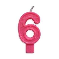 Vela Aniversário Big Número Rosa Nº 6 Junco