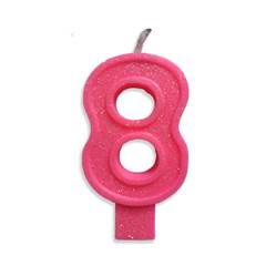 Vela Aniversário Big Número Rosa Nº 8 Junco