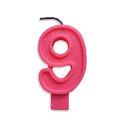Vela Aniversário Big Número Rosa Nº 9 Junco