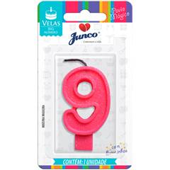 Vela Aniversário Big Número Rosa Nº 9 Junco