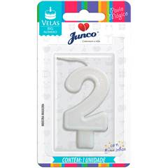 Vela Aniversário Big Número Branca Nº 2 Junco