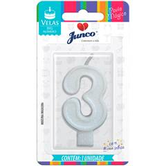 Vela Aniversário Big Número Branca Nº 3 Junco