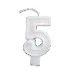 Vela Aniversário Big Número Branca Nº 5 Junco