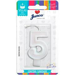 Vela Aniversário Big Número Branca Nº 5 Junco