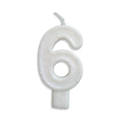 Vela Aniversário Big Número Branca Nº 6 Junco