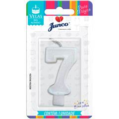 Vela Aniversário Big Número Branca Nº 7 Junco